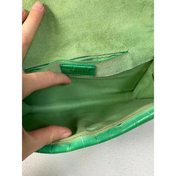 Sandro Green Croc YZA Bag with Peeling Leather and Stains - Picture 8 of 9